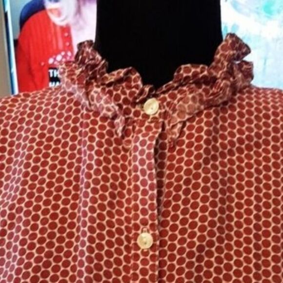 G.H Bass Cardigan And Blouse Two Piece Set Nordic Knit Gray Red Sz L - Picture 8 of 12